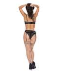 Exposed Ooh La Lace Demi Bra, Garter & Tanga Panty Black S/M - Image 3
