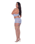 Exposed Ooh La Lace Bralette, Garter Skirt & G-String Periwinkle QN - Image 2