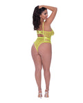 Exposed Love Star High Leg Teddy w/Snap Crotch Chartreuse QN - Image 3