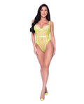 Exposed Love Star High Leg Teddy w/Snap Crotch Chartreuse S/M