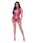 Exposed Berrylicious Lace Halter Basque & G-String Pink L/XL