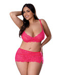 Exposed Get It Girl Lace Bra w/Skirt & Thong - Pink QN