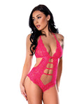 Exposed Get It Girl Lace Halter Teddy w/Snap Crotch - Pink L/XL - Image 3
