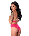 Exposed Get It Girl Lace Halter Teddy w/Snap Crotch - Pink L/XL