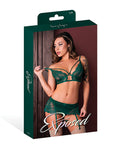 Exposed Evermore Bralette w/Skirt Garter & Thong 3 pc Set - Emerald L/XL - Image 4