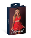 Exposed Sugar High Bralette w/Cincher Skirt & Thong 3 pc Set - Red L/XL - Image 5