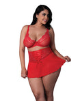 Exposed Sugar High Bralette w/Cincher Skirt & Thong 3 pc Set - Red QN