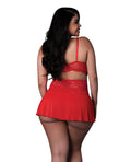 Exposed Sugar High Bralette w/Cincher Skirt & Thong 3 pc Set - Red QN - Image 3