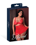 Exposed Sugar High Bralette w/Cincher Skirt & Thong 3 pc Set - Red QN - Image 4