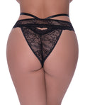 Exposed Ooh La Lace Peek-a-Boo Cheeky Panty Black QN - Image 2