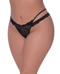 Exposed Ooh La Lace Cross Strap Split Crotch Tanga Panty Black QN