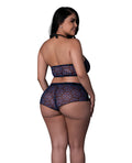 Exposed Hazy Dayz Butterfly Blacklight Reflective Halter Top & Short 2 pc Set - Black Multi QN - Image 3