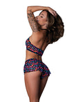 Exposed Hazy Dayz Gummy Bear Blacklight Reflective Halter Top & Short 2 pc Set - Multi S/M - Image 3