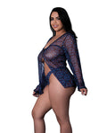 Exposed Hazy Dayz Butterfly Blacklight Reflective Tie Front Top & Thong 2 pc Set - Black Multi QN - Image 2