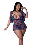 Exposed Hazy Dayz Gummy Bears Blacklight Reactive Halter Top w/Thong & Dress 3 pc Set - Multi QN