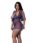 Exposed Hazy Dayz Gummy Bears Blacklight Reactive Halter Top w/Thong & Dress 3 pc Set - Multi QN - Image 2