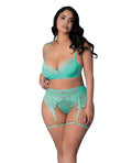 Exposed Caribbean Crush Demi Bra w/Thong & Garters 3 pc Set - Aqua QN - Image 2