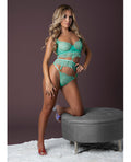 Exposed Caribbean Crush Demi Long Line Bra w/Thong & Removable Waist Flounce - Aqua L/XL - Image 4