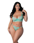 Exposed Caribbean Crush Demi Long Line Bra w/Thong & Removable Waist Flounce - Aqua QN - Image 2