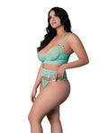 Exposed Caribbean Crush Demi Long Line Bra w/Thong & Removable Waist Flounce - Aqua QN - Image 4