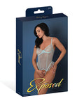 Exposed Blue Sky Ruffled Crotchless Teddy - Light Blue L/XL - Image 4