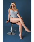 Exposed Blue Sky Ruffled Crotchless Teddy - Light Blue QN - Image 3