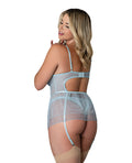 Exposed Blue Sky Flirty Slip Baby Doll w/Removable Garters & Thong - Light Blue QN - Image 3