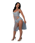 Exposed Blue Sky Long Chemise & Boy Short Panty - Light Blue S/M