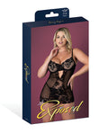 Exposed Black Cherry Demi Cup Chemise & Thong Set - Black QN - Image 5