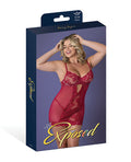 Exposed Black Cherry Demi Cup Chemise & Thong Set - Red QN - Image 5