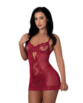 Exposed Black Cherry Demi Cup Chemise & Thong Set - Red S/M - Image 2