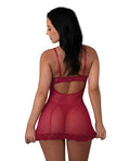 Exposed Black Cherry Demi Cup Chemise & Thong Set - Red S/M - Image 4