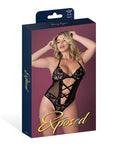 Exposed Black Cherry Halter Teddy - Black QN - Image 5