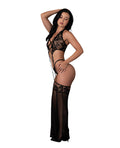 Exposed Black Cherry Plunge Top w/Removable Chaps & Cheeky Panty Set - Black L/XL - Image 3
