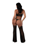Exposed Black Cherry Plunge Top w/Removable Chaps & Cheeky Panty Set - Black L/XL - Image 4