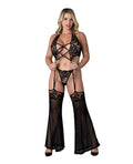 Exposed Black Cherry Plunge Top w/Removable Chaps & Cheeky Panty Set - Black QN - Image 2
