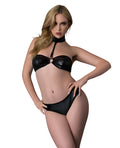 Exposed Sinful Wet Look Bandeau & Panty Set - Black S/M - Image 2
