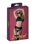 Exposed Sinful Hater Bra, Panty, & Garter 3 pc Set - Black L/XL - Image 4