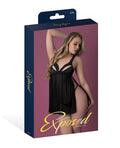 Exposed Rush Lace & Mesh Baby Doll - Black L/XL - Image 4