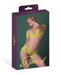 Exposed Daffodil Dreams Lace Halter Bralette w/Bardot Sleeves & Boy Short - Yellow S/M - Image 5