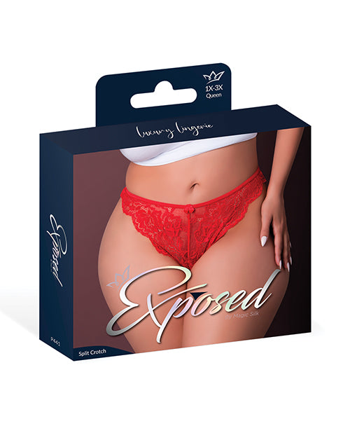 Exposed Sugar High Split Crotch Panty - Red QN