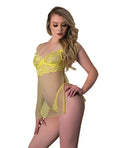 Exposed Daffodil Dreams Lace & Mesh Baby Doll w/G-String - Yellow S/M - Image 2