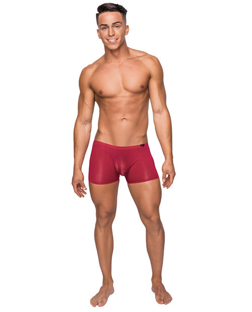 Male Power Seamless Sleek Short w/Sheer Pouch Red LG
