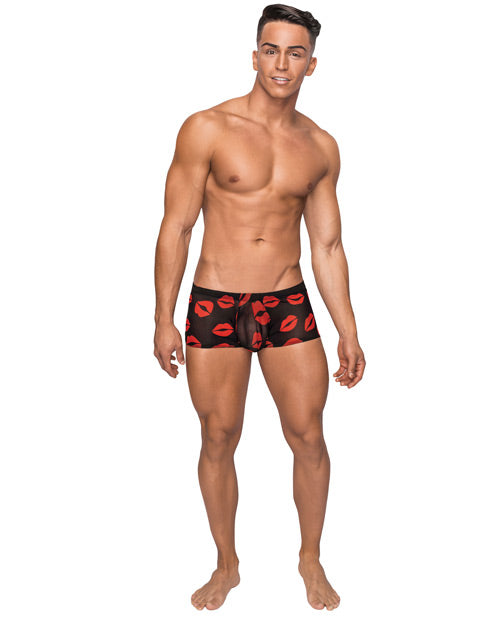 Male Power Kiss Me Stretch Mesh Mini Short Blk/Rd SM