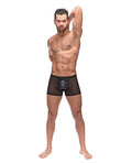 Male Power Private Screening Micro Mesh & Modal Skull Pouch Short Black LG