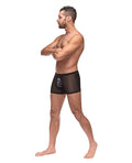Male Power Private Screening Micro Mesh & Modal Skull Pouch Short Black XL - Image 2