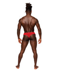 Male Power Sassy Lace Open Ring Thong Red L/XL - Image 2