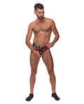 Male Power Cock Pit Fishnet Cock Ring Thong Red S/M - Image 3
