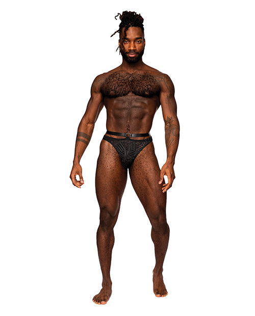 Male Power Rude Awakening Mesh Strap Thong Black L/XL