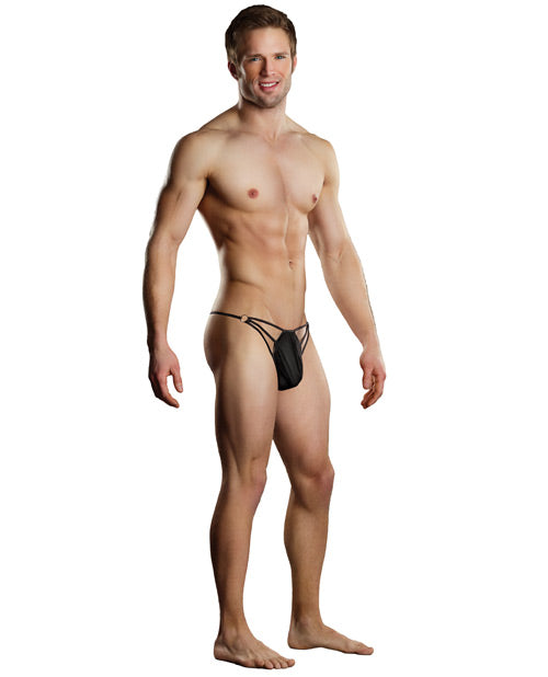 Male Power Male Power G-String w/Straps & Rings Black S/M
